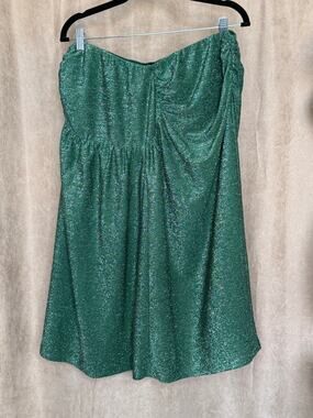 Unique Vintage Dark Green Metallic Shimmer Wiggle Skirt 1X NWOT